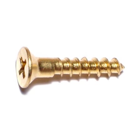 Midwest Fastener Wood Screw, #8, 7/8 in, Plain Brass Flat Head Phillips Drive, 30 PK 62814